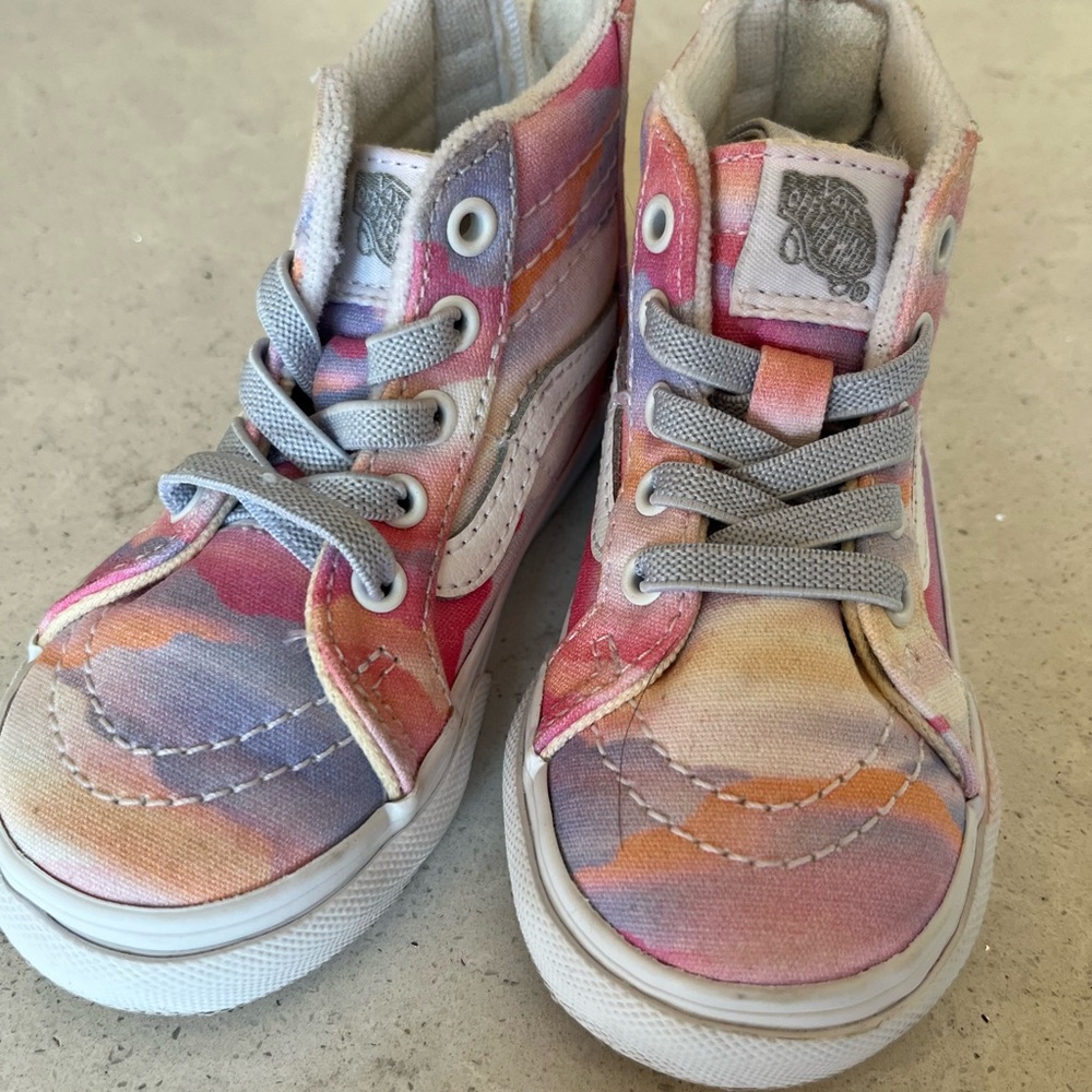 Vans Pink and Orange High-Top Sneakers